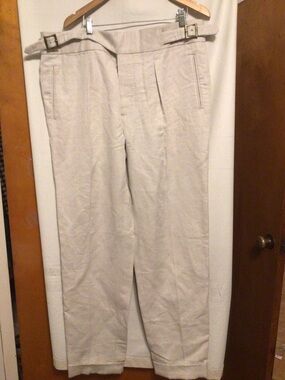LUXIRE  Gurkha Pants in weaved cotton (custom made)  Gurkha waist band with cuff